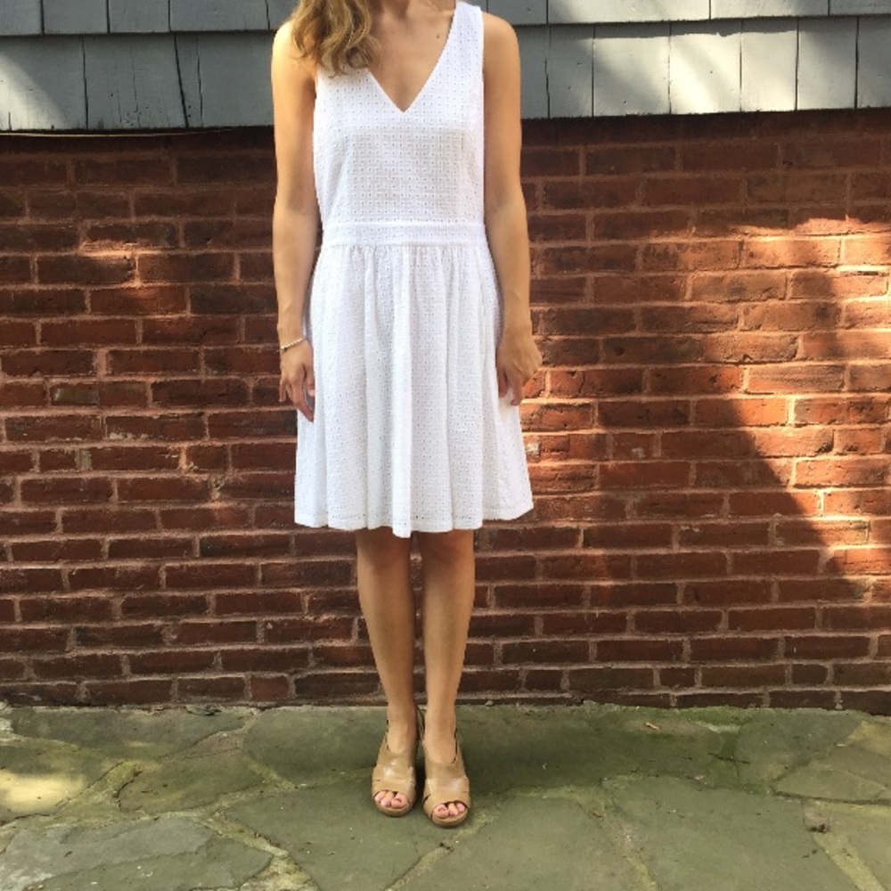 Gap. White Eyelet Dress.  10